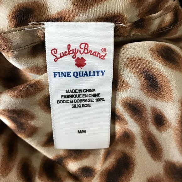 Lucky Brand Women's 100% Silk Animal Print Collared Long Sleeves Shirt Size M - Picture 7 of 9